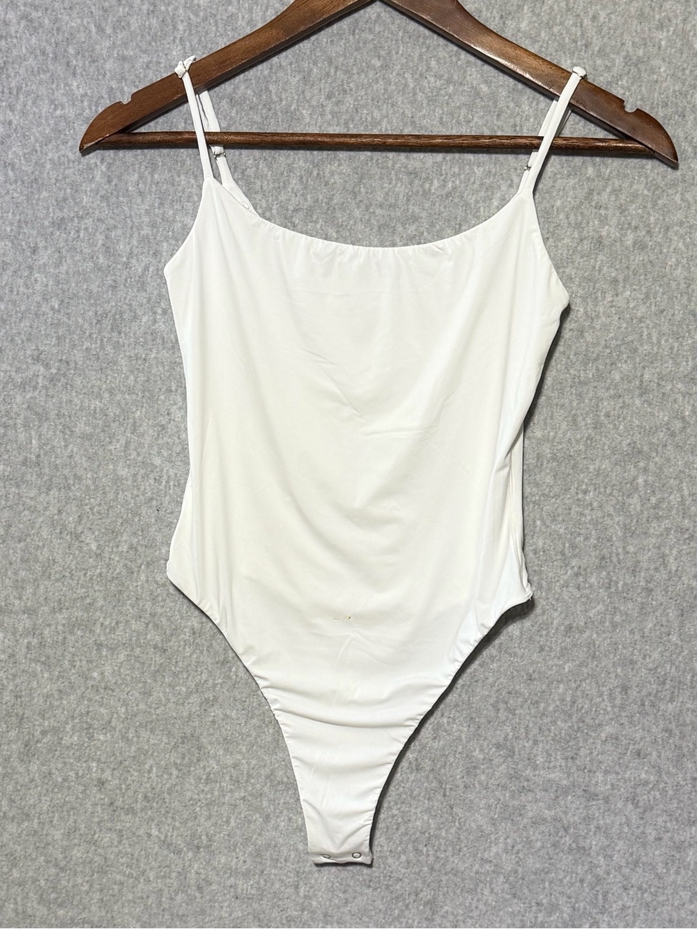 Women's White Stretch Scoop Neck Bodysuit